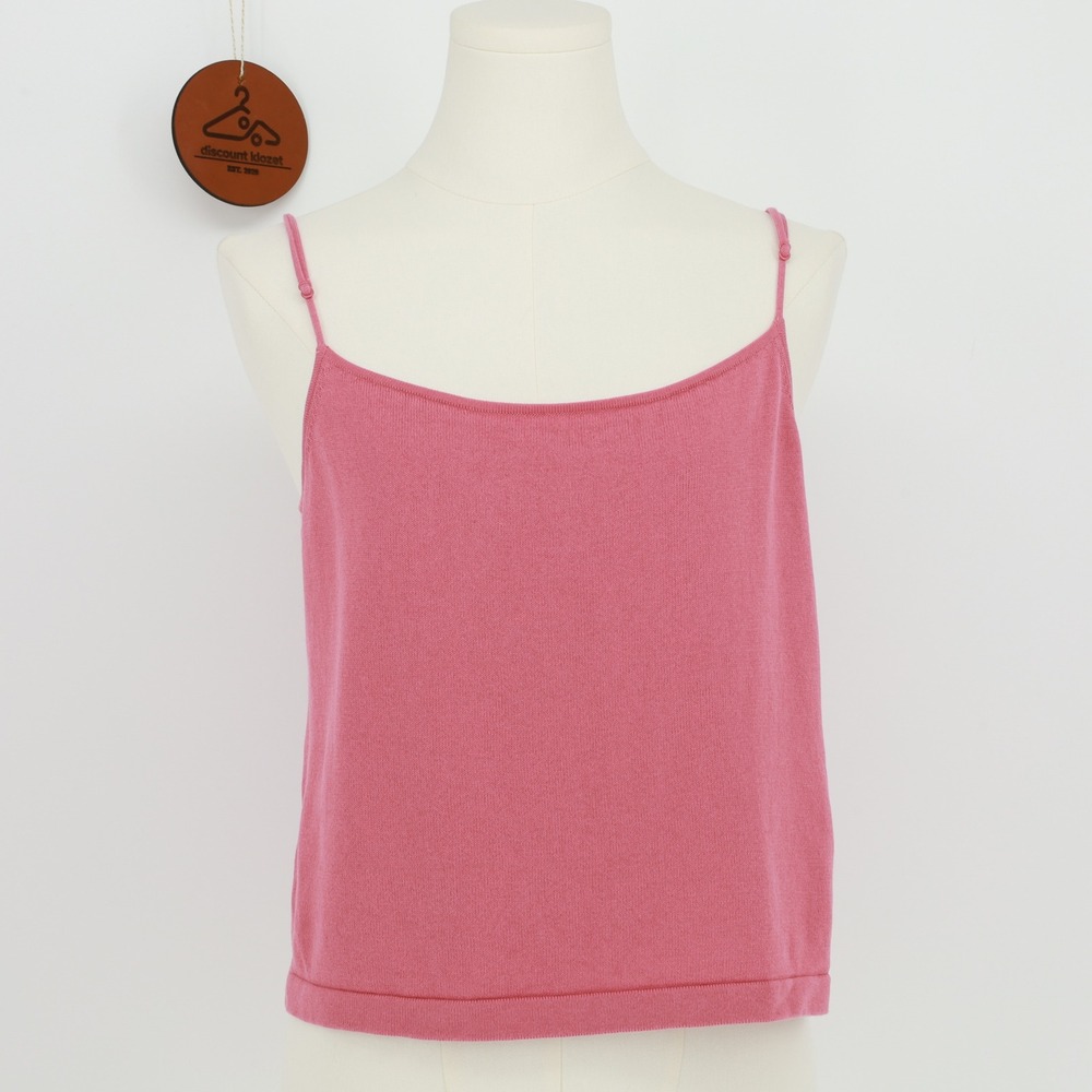 Vince Pink Cotton Knit Camisole Tank Top Adjustable Straps Size Medium Feminine
